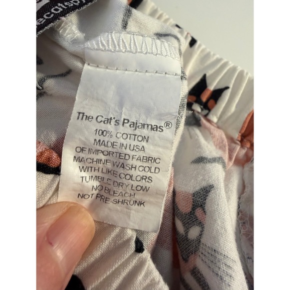 The Cat's Pajamas Siamese Cat Print Pajama Pants Small White Orange Good - Picture 7 of 7